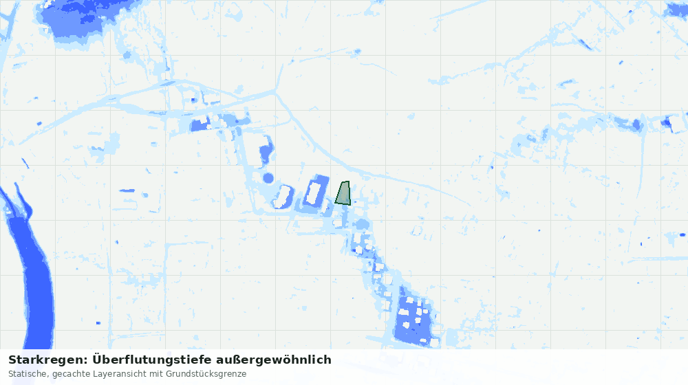 Statische Kartenansicht: Starkregen: Überflutungstiefe außergewöhnlich