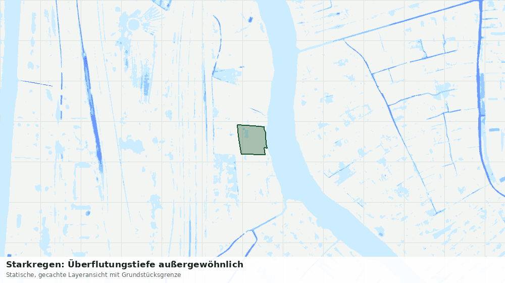 Statische Kartenansicht: Starkregen: Überflutungstiefe außergewöhnlich