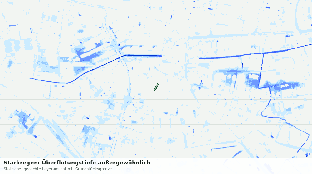 Statische Kartenansicht: Starkregen: Überflutungstiefe außergewöhnlich
