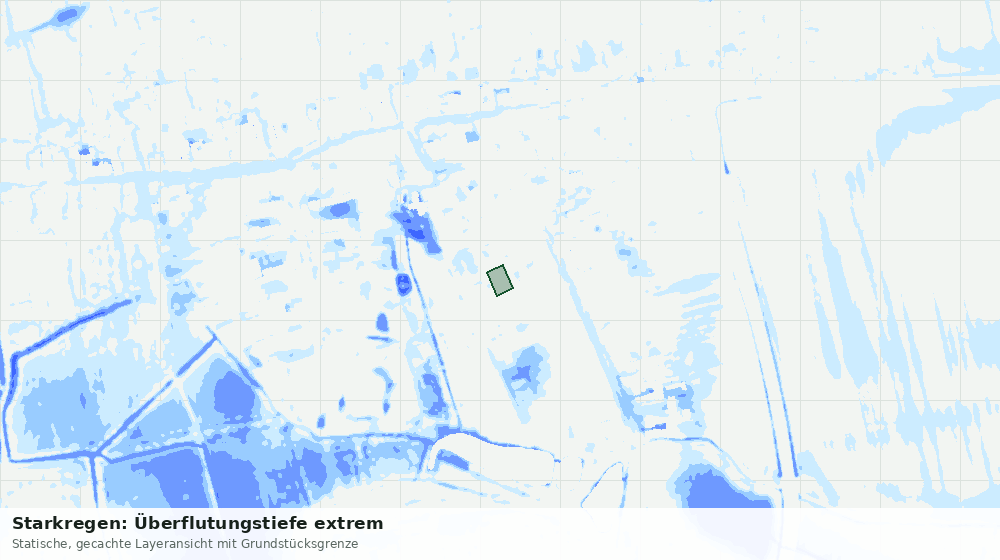 Statische Kartenansicht: Starkregen: Überflutungstiefe extrem