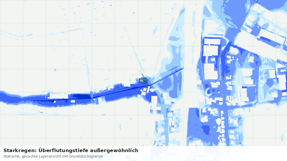 Statische Kartenansicht: Starkregen: Überflutungstiefe außergewöhnlich
