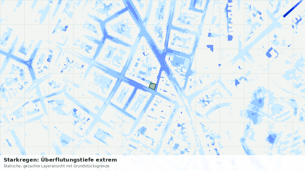 Statische Kartenansicht: Starkregen: Überflutungstiefe extrem