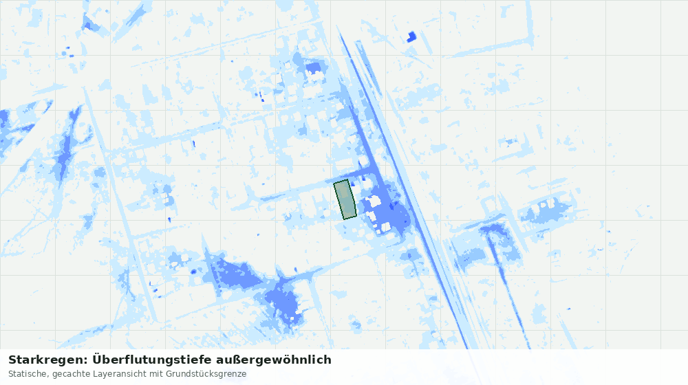 Statische Kartenansicht: Starkregen: Überflutungstiefe außergewöhnlich
