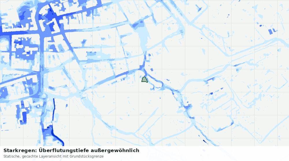 Statische Kartenansicht: Starkregen: Überflutungstiefe außergewöhnlich