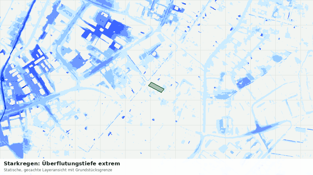 Statische Kartenansicht: Starkregen: Überflutungstiefe extrem