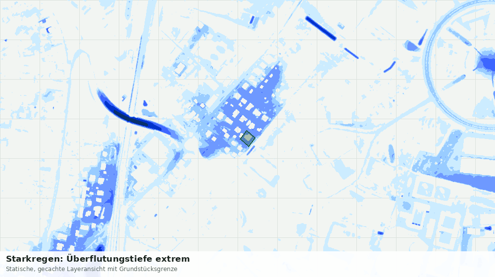Statische Kartenansicht: Starkregen: Überflutungstiefe extrem
