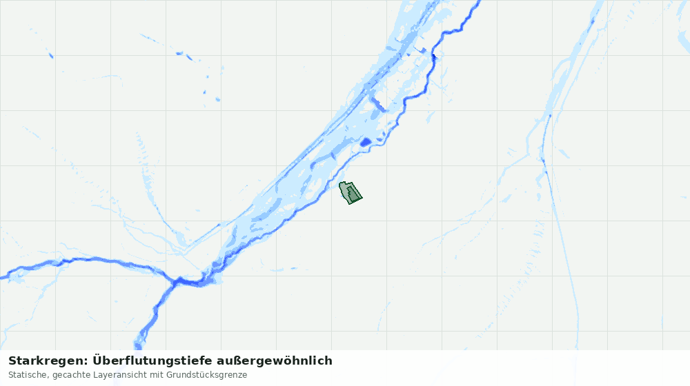 Statische Kartenansicht: Starkregen: Überflutungstiefe außergewöhnlich