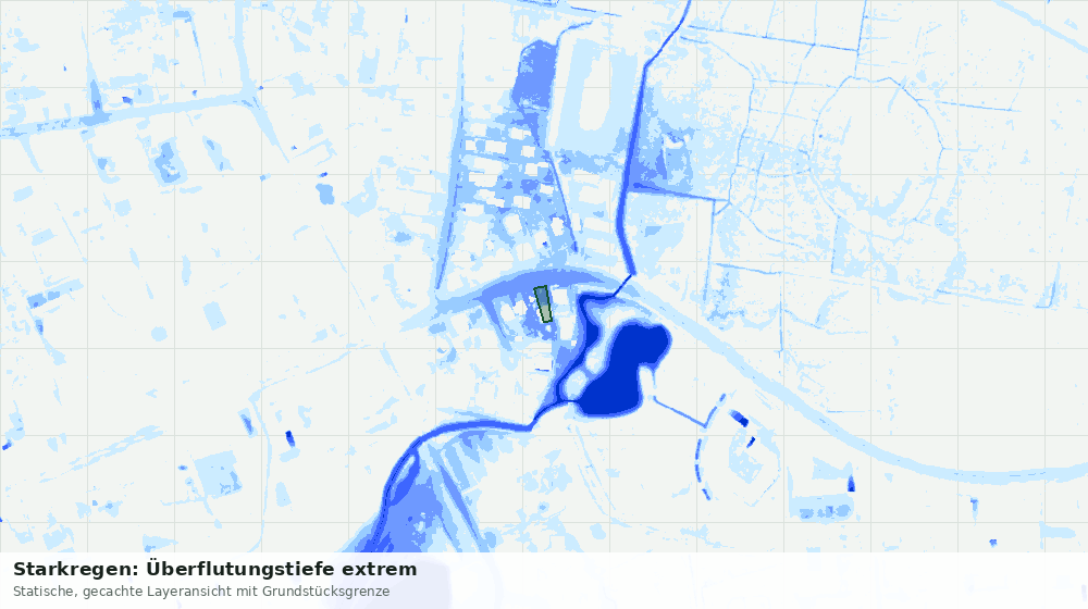 Statische Kartenansicht: Starkregen: Überflutungstiefe extrem