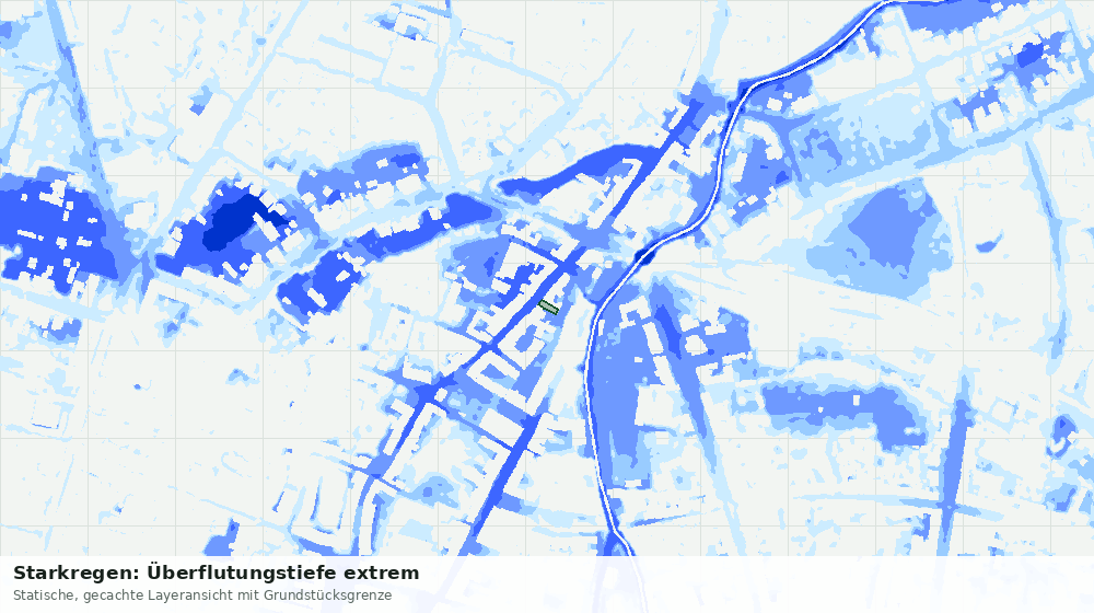 Statische Kartenansicht: Starkregen: Überflutungstiefe extrem