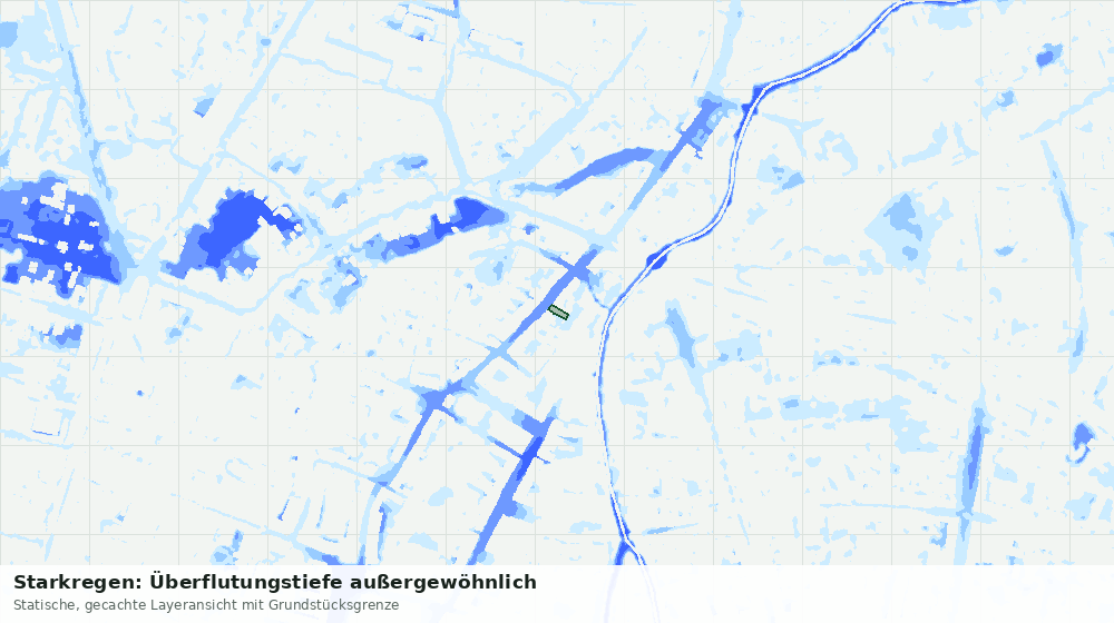 Statische Kartenansicht: Starkregen: Überflutungstiefe außergewöhnlich