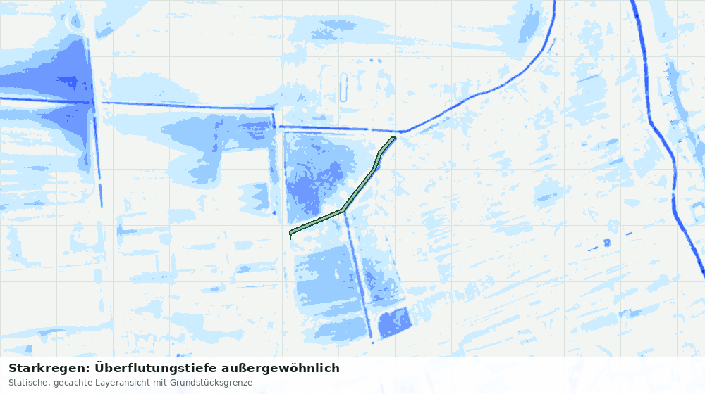 Statische Kartenansicht: Starkregen: Überflutungstiefe außergewöhnlich