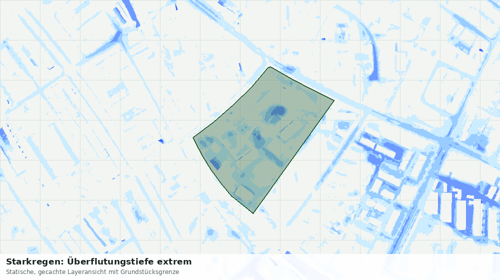 Statische Kartenansicht: Starkregen: Überflutungstiefe extrem