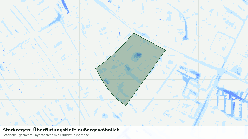 Statische Kartenansicht: Starkregen: Überflutungstiefe außergewöhnlich