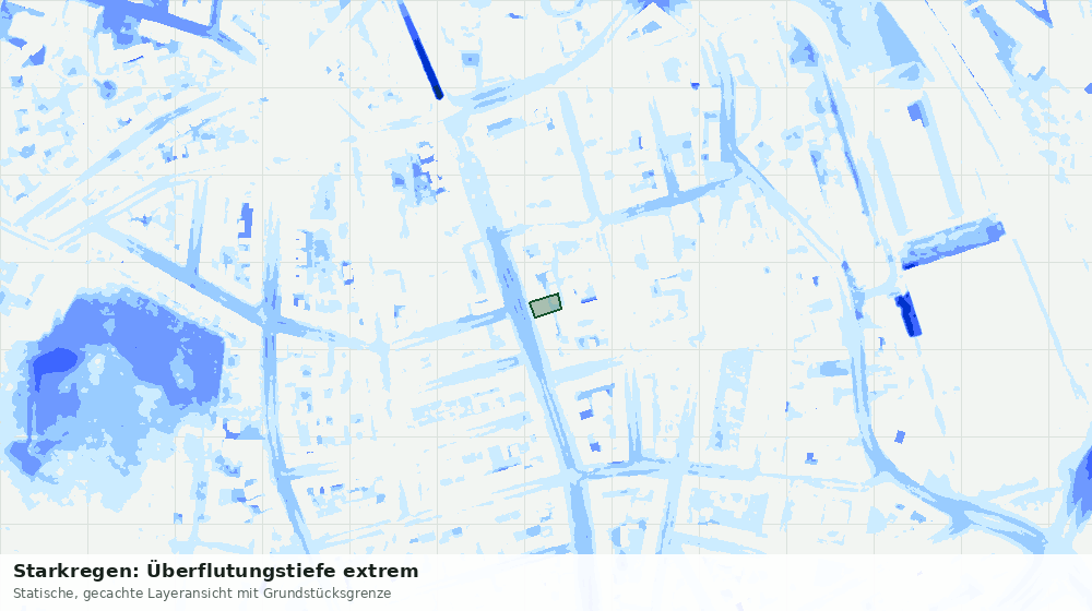 Statische Kartenansicht: Starkregen: Überflutungstiefe extrem