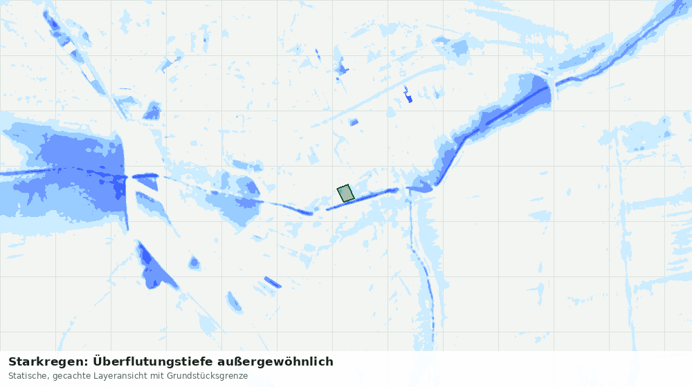 Statische Kartenansicht: Starkregen: Überflutungstiefe außergewöhnlich