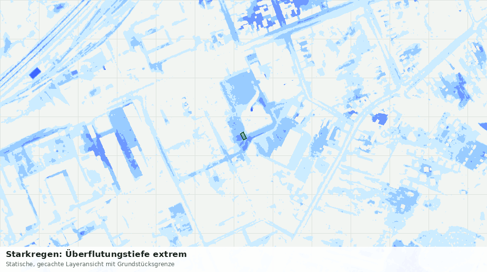 Statische Kartenansicht: Starkregen: Überflutungstiefe extrem