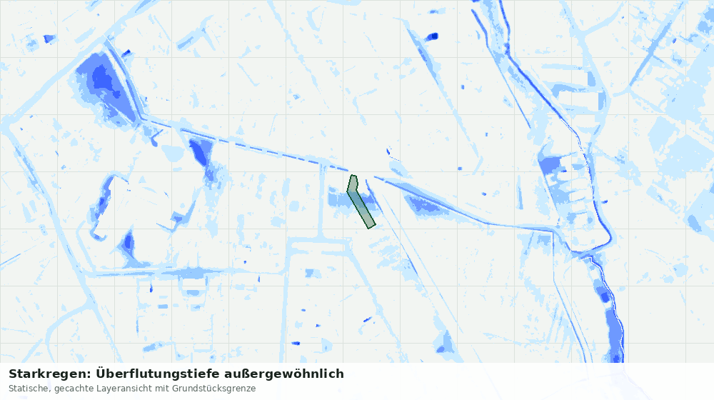 Statische Kartenansicht: Starkregen: Überflutungstiefe außergewöhnlich