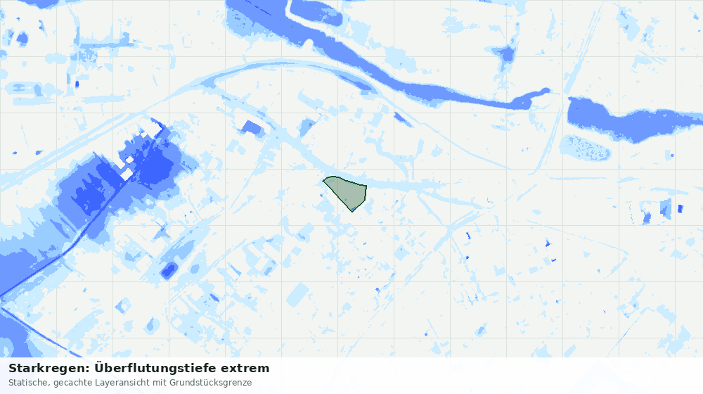 Statische Kartenansicht: Starkregen: Überflutungstiefe extrem