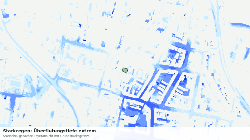 Statische Kartenansicht: Starkregen: Überflutungstiefe extrem