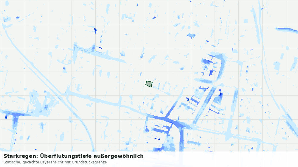 Statische Kartenansicht: Starkregen: Überflutungstiefe außergewöhnlich
