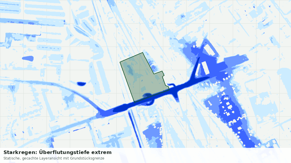 Statische Kartenansicht: Starkregen: Überflutungstiefe extrem