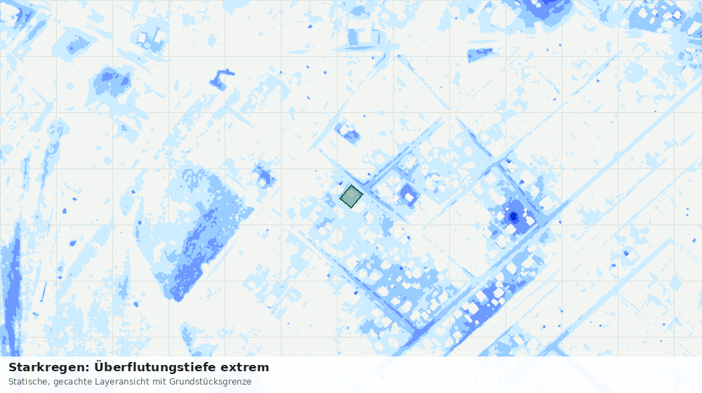 Statische Kartenansicht: Starkregen: Überflutungstiefe extrem