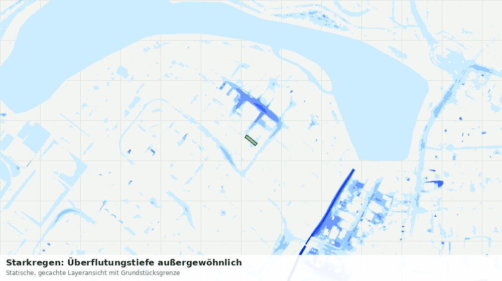 Statische Kartenansicht: Starkregen: Überflutungstiefe außergewöhnlich