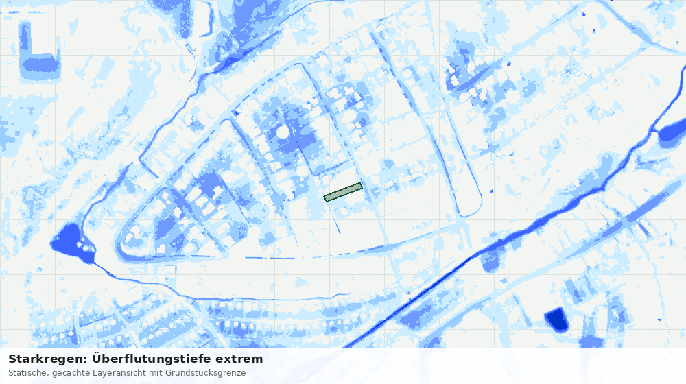 Statische Kartenansicht: Starkregen: Überflutungstiefe extrem