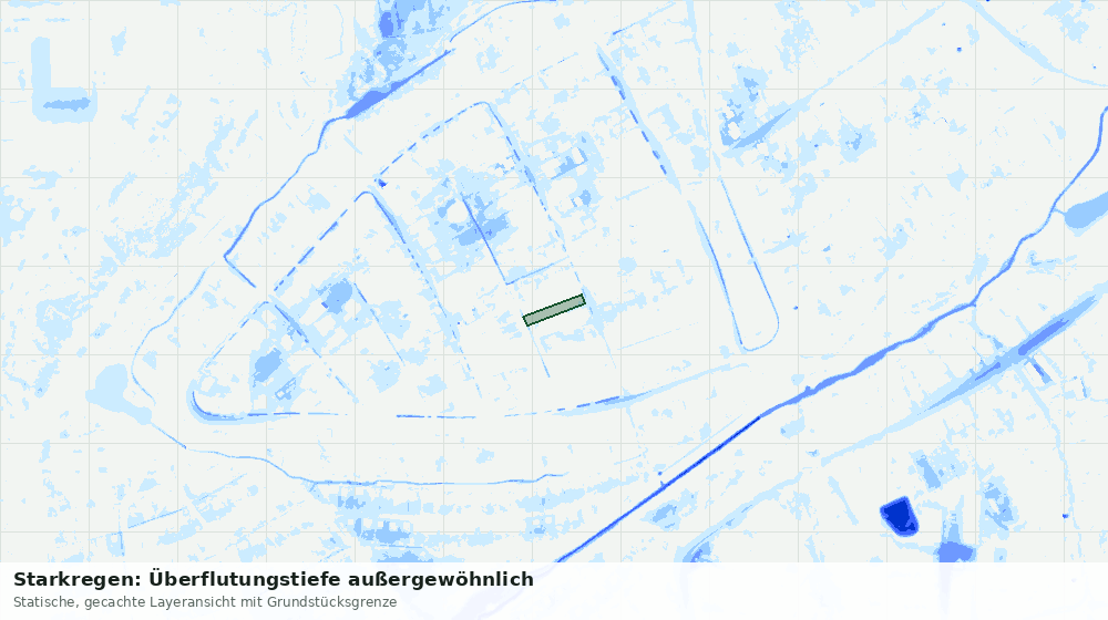 Statische Kartenansicht: Starkregen: Überflutungstiefe außergewöhnlich