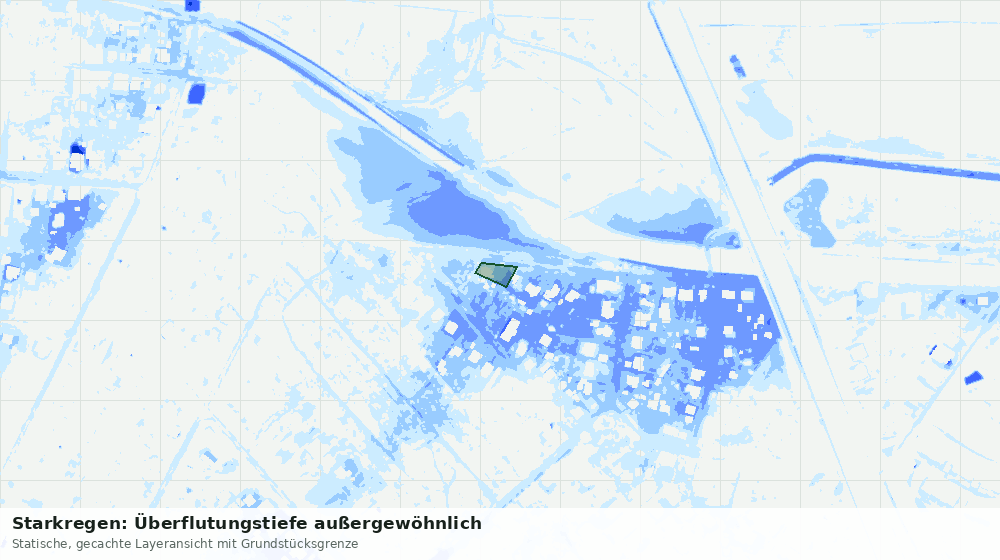 Statische Kartenansicht: Starkregen: Überflutungstiefe außergewöhnlich