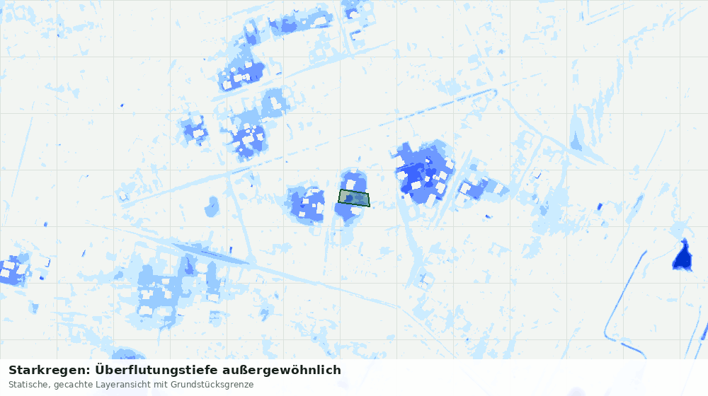 Statische Kartenansicht: Starkregen: Überflutungstiefe außergewöhnlich