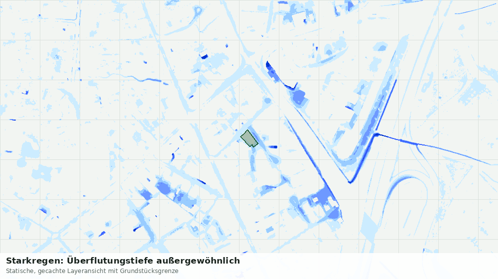 Statische Kartenansicht: Starkregen: Überflutungstiefe außergewöhnlich