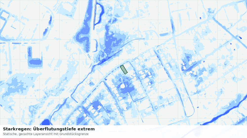 Statische Kartenansicht: Starkregen: Überflutungstiefe extrem