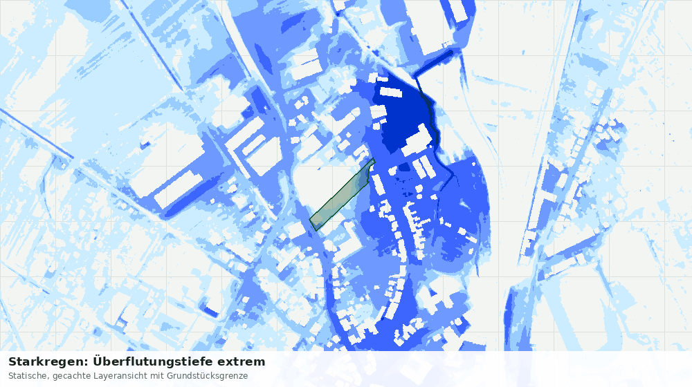 Statische Kartenansicht: Starkregen: Überflutungstiefe extrem