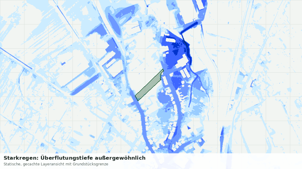 Statische Kartenansicht: Starkregen: Überflutungstiefe außergewöhnlich