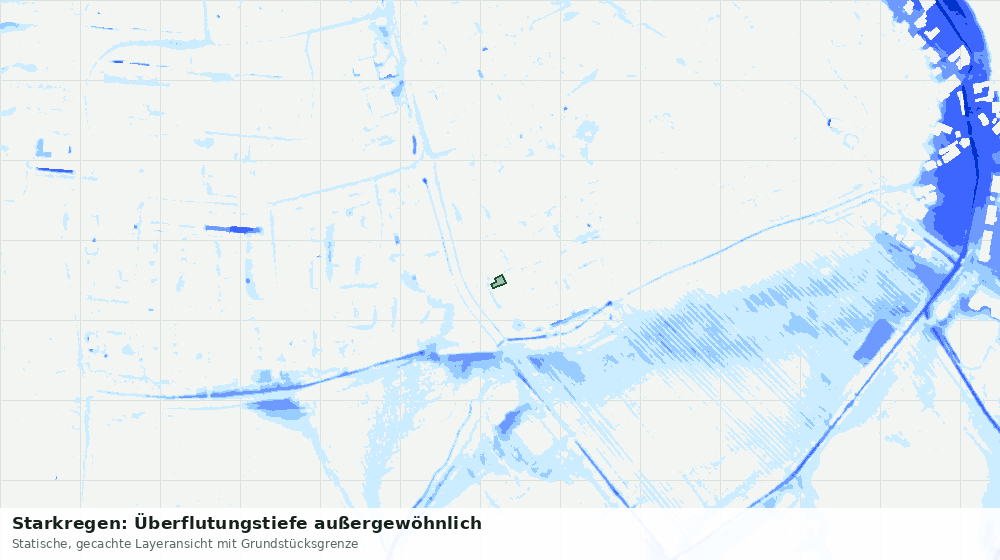 Statische Kartenansicht: Starkregen: Überflutungstiefe außergewöhnlich