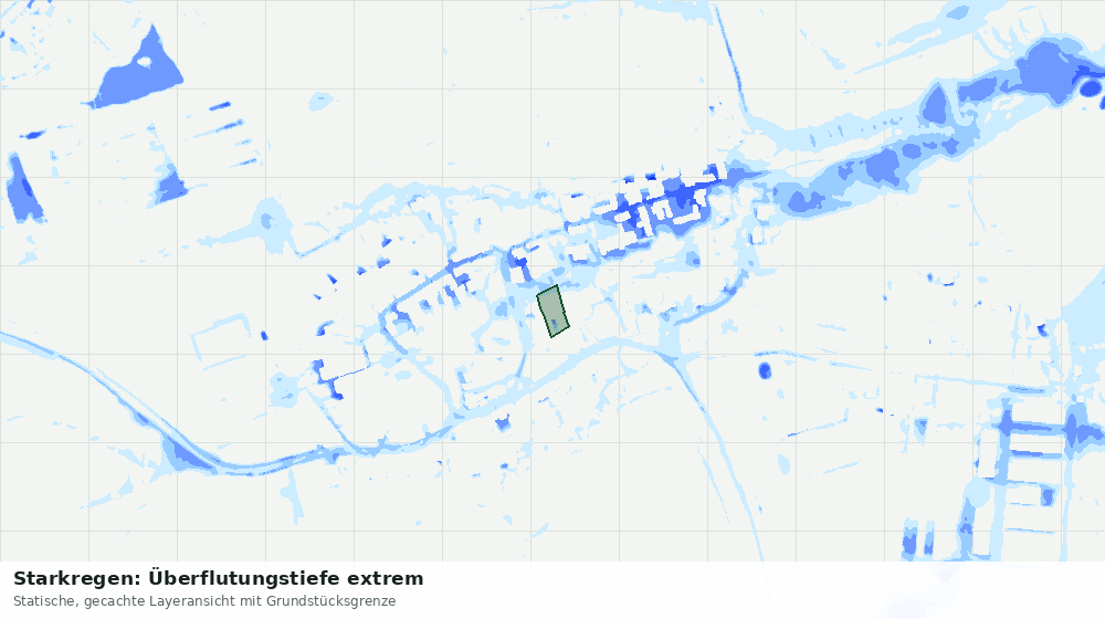 Statische Kartenansicht: Starkregen: Überflutungstiefe extrem