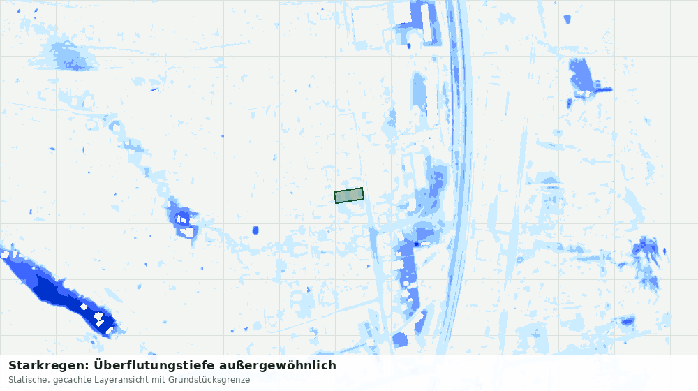 Statische Kartenansicht: Starkregen: Überflutungstiefe außergewöhnlich