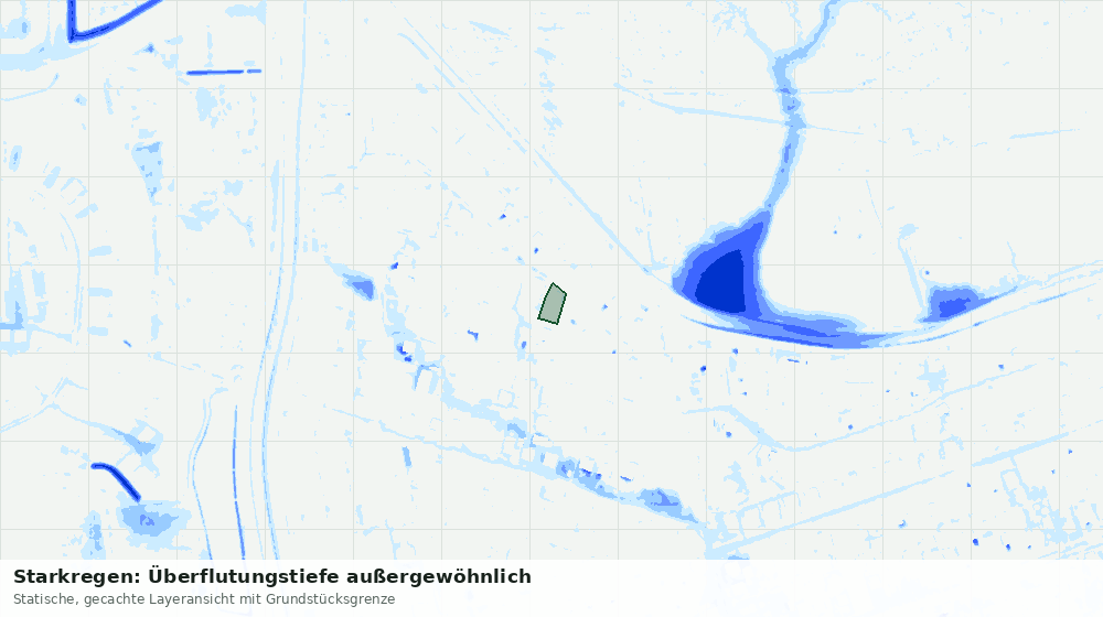 Statische Kartenansicht: Starkregen: Überflutungstiefe außergewöhnlich