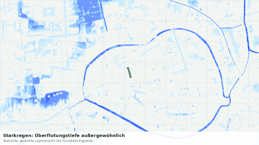 Statische Kartenansicht: Starkregen: Überflutungstiefe außergewöhnlich