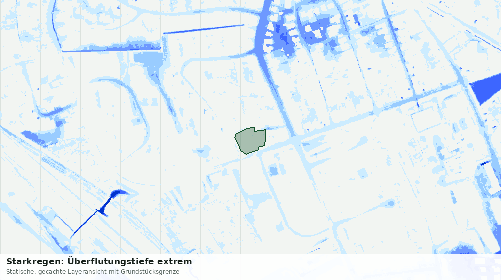 Statische Kartenansicht: Starkregen: Überflutungstiefe extrem