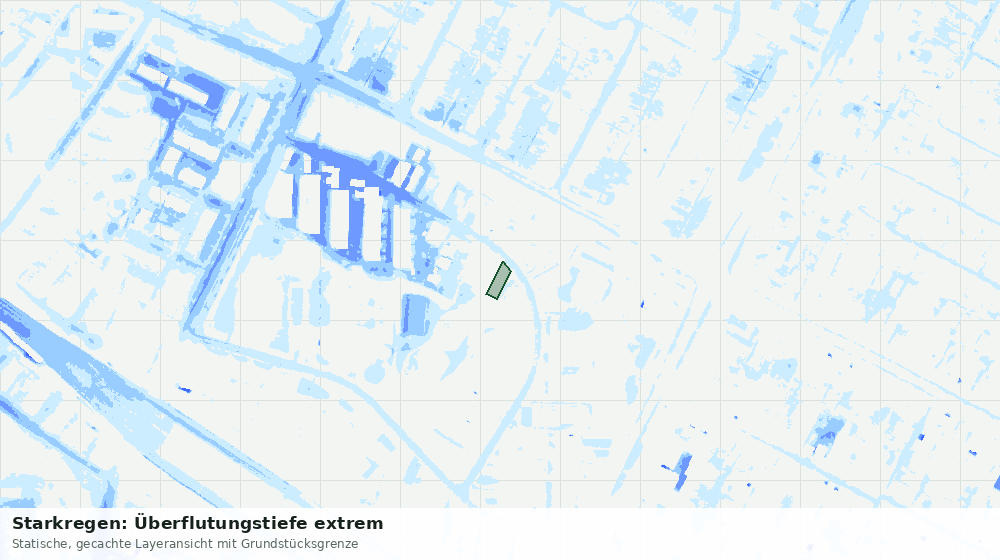 Statische Kartenansicht: Starkregen: Überflutungstiefe extrem