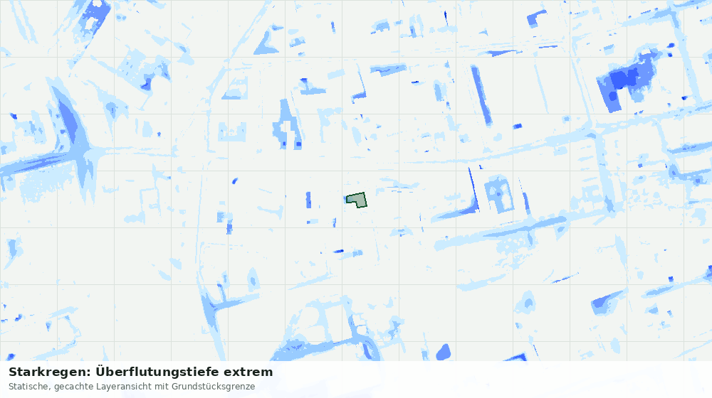 Statische Kartenansicht: Starkregen: Überflutungstiefe extrem