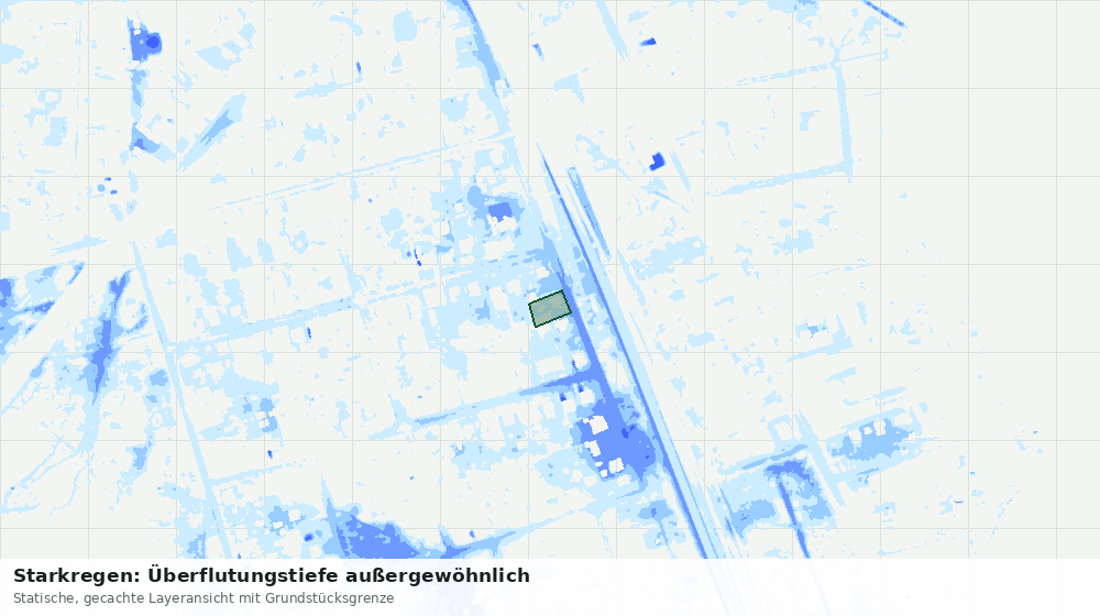 Statische Kartenansicht: Starkregen: Überflutungstiefe außergewöhnlich