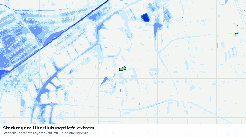 Statische Kartenansicht: Starkregen: Überflutungstiefe extrem