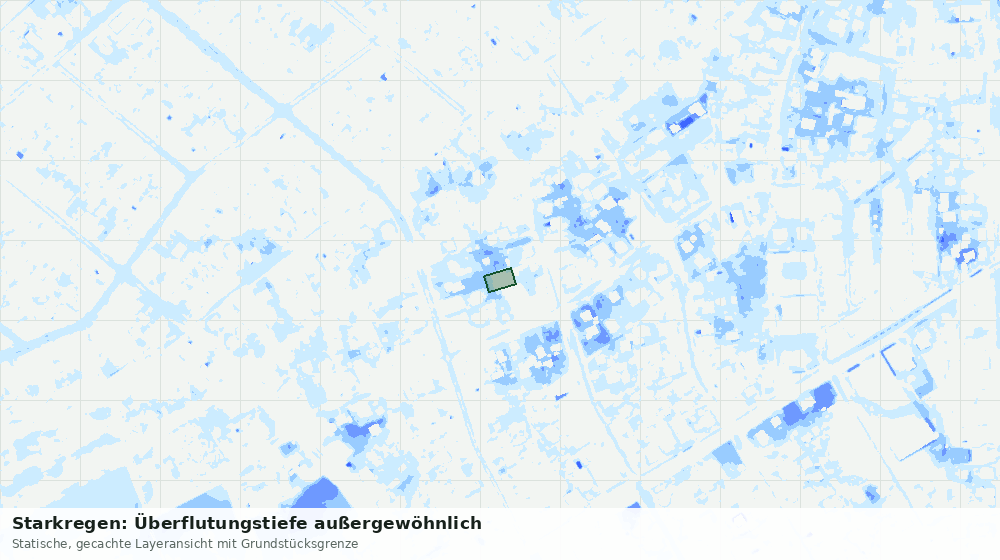Statische Kartenansicht: Starkregen: Überflutungstiefe außergewöhnlich