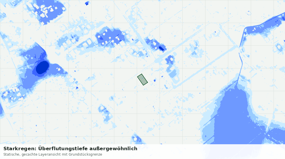 Statische Kartenansicht: Starkregen: Überflutungstiefe außergewöhnlich