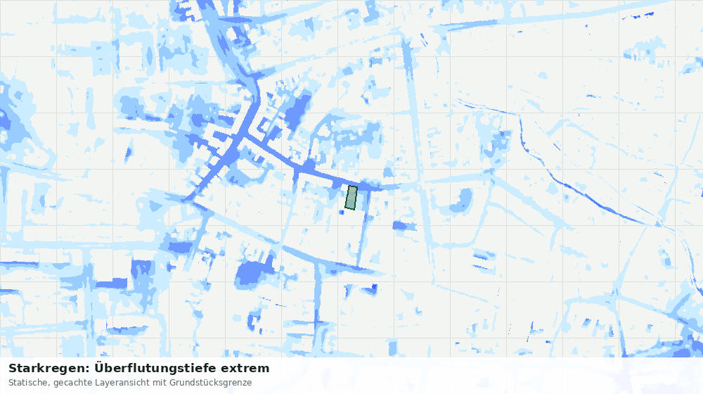 Statische Kartenansicht: Starkregen: Überflutungstiefe extrem