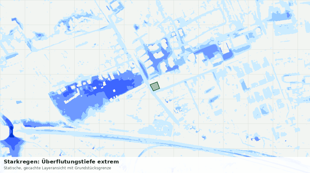 Statische Kartenansicht: Starkregen: Überflutungstiefe extrem