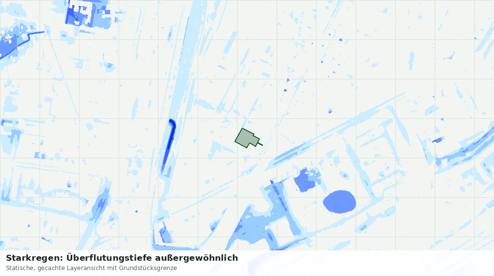 Statische Kartenansicht: Starkregen: Überflutungstiefe außergewöhnlich